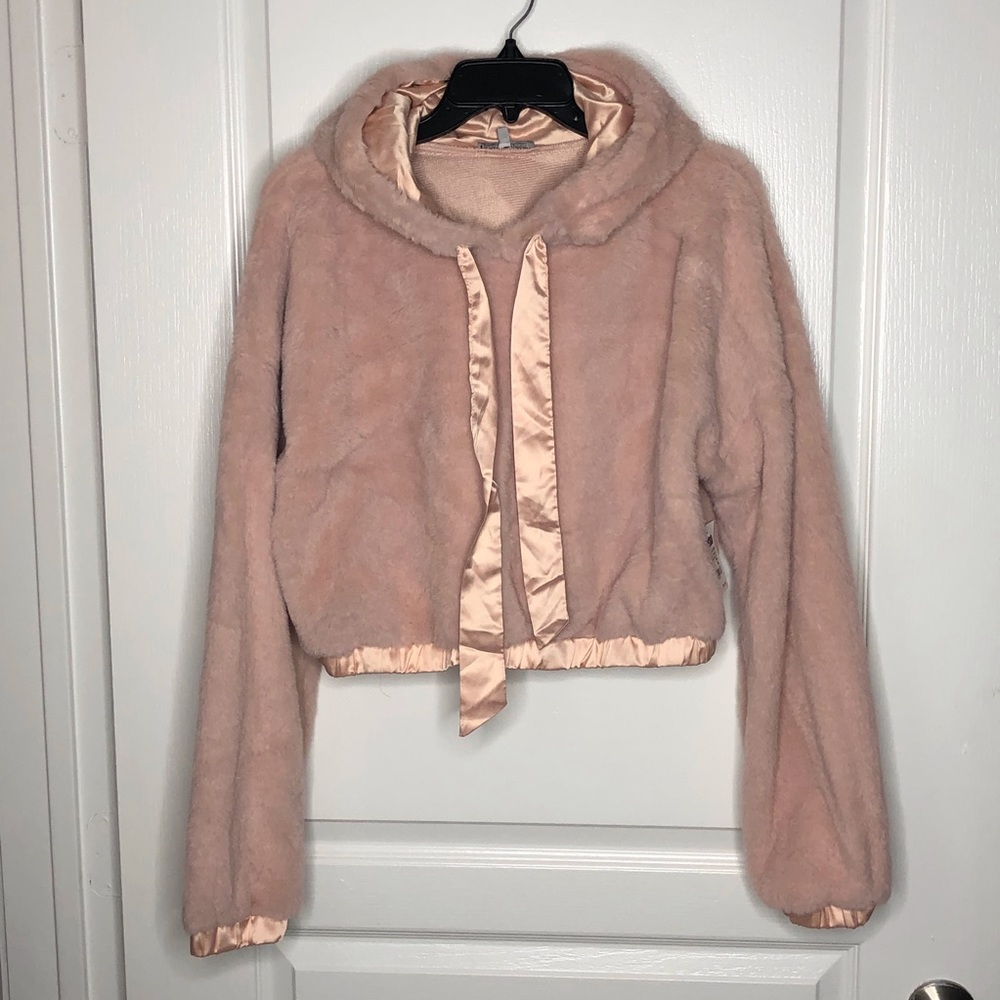 Faux Fur Cropped Hoodie